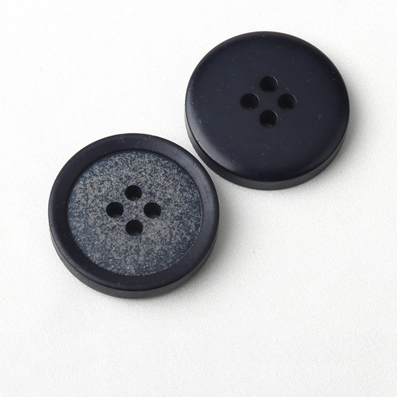 Dunkelblaue und graue gefrostete 4-Loch-Resin-Knöpfe, rund, 15–25 mm