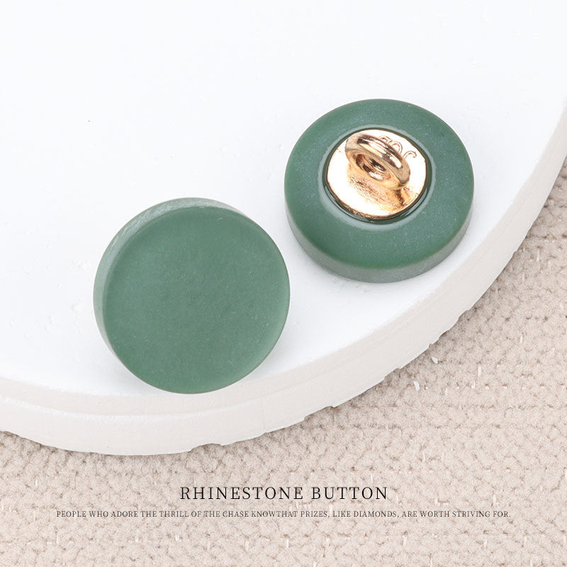 Botones de resina planos verde, ojal metálico para coser tipo blusa infantil, 11 mm.