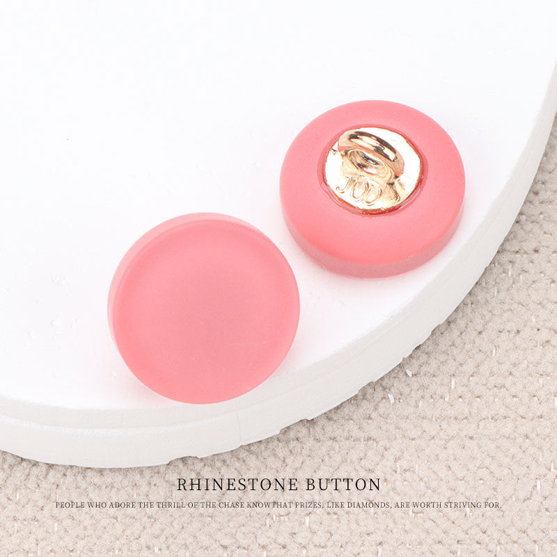 Botones de resina planos rosa, ojal metálico para coser en blusa infantil, 11 mm.