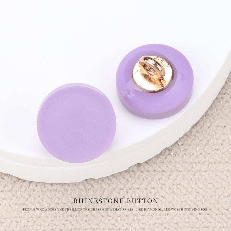 Botones de resina planos lila, base metálica con ojal para coser, 11 mm.