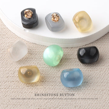 Mixed colorful resin pearl buttons with gold metal shanks, 10mm