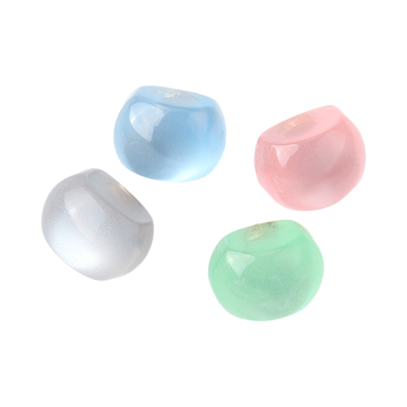 Pastel resin pearl buttons in light blue, pink, white, and mint with metal shanks, 10mm