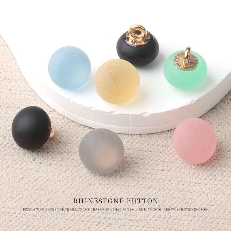 Mixed-color round matte resin buttons with metal shank: light blue, black, tan, mint, pink.