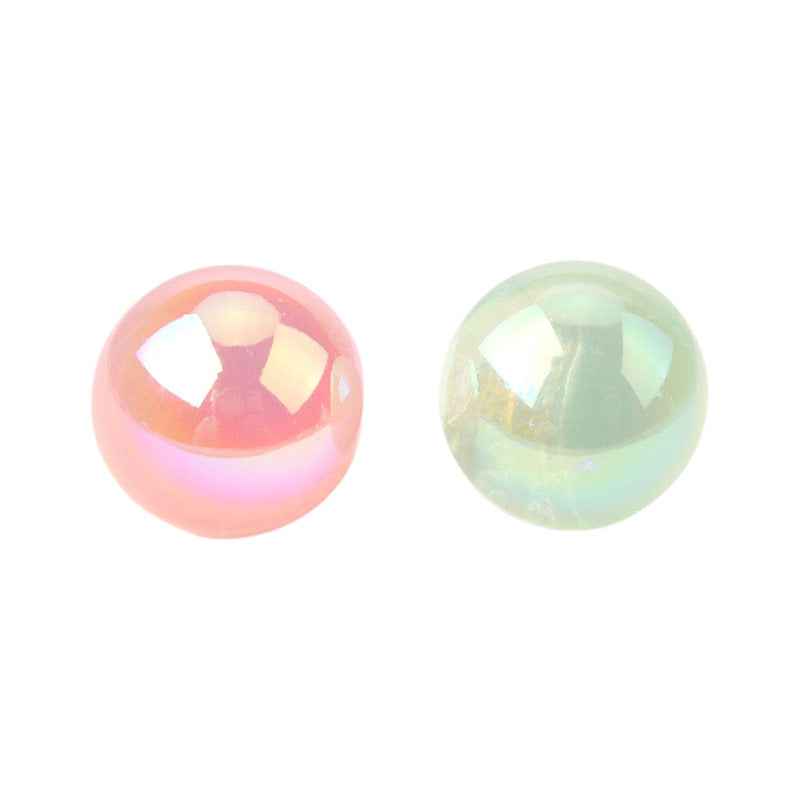 10mm resin mushroom buttons, pastel pink and mint green with gold-tone loops