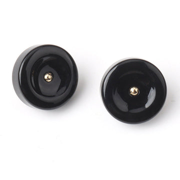 Runde Harzknöpfe, 11 mm, schwarz, sichtbare Metallöse