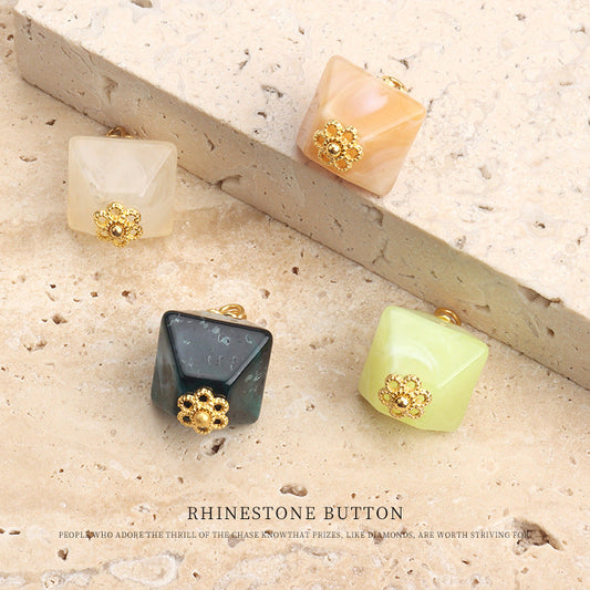 12mm Chinese Square Acrylic Buttons for Tang Suit Hanfu Qipao