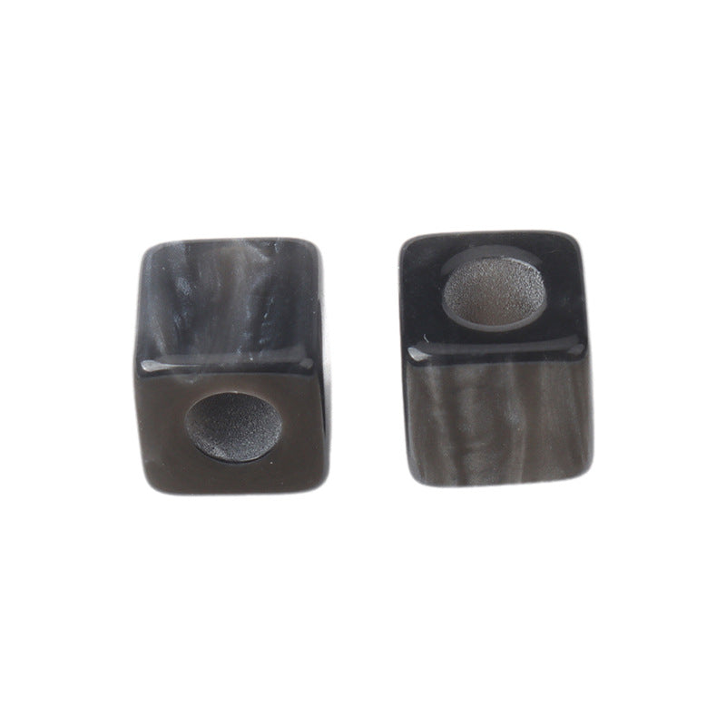 Square beaded button, dark color with round hole detail for DIY accessories