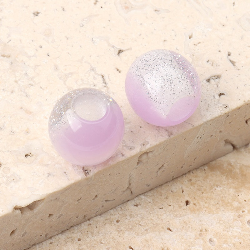 12mm resin beads with pearl luster, lavender and pale lilac with center hole