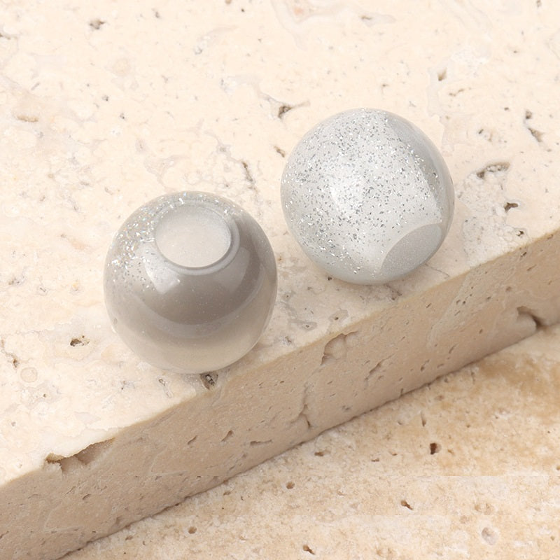 12mm resin beads, frosted pearl white with speckled texture and drilled hole