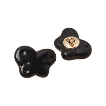 Resin butterfly sewing buttons, black, metal shank (two shown)