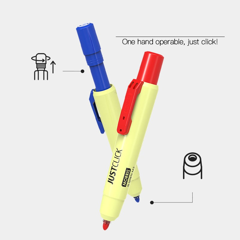 MORRIS JUSTCLICK Permanent Marker Pens (1.5mm Bullet Tip) Quick-Dry