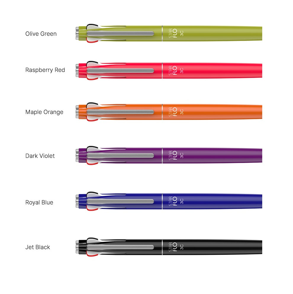 MORRIS STARFLO 3-Color Hybrid Ballpoint Pen (Black/Blue/Red) – 0.7mm