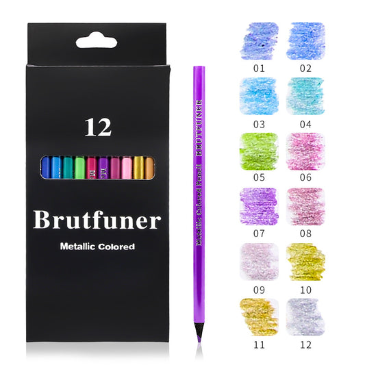 BRUTFUNER 12 Color Metallic Colored Drawing Pencils