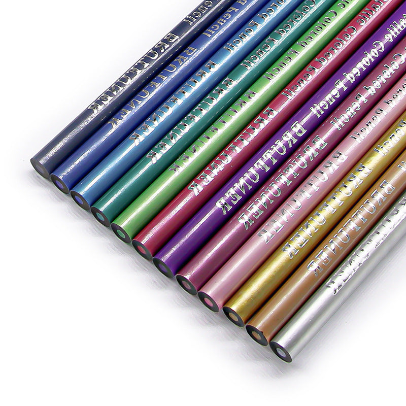 BRUTFUNER 12 Color Metallic Colored Drawing Pencils