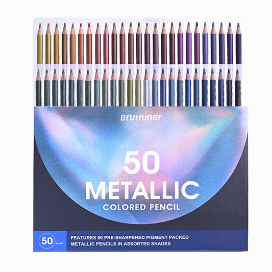 BRUTFUNER 50 Pieces Metallic Colored Drawing Pencils Set