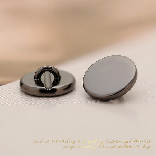 10mm Black Metal Flat Exquisite Round Shirt Button 12pcs