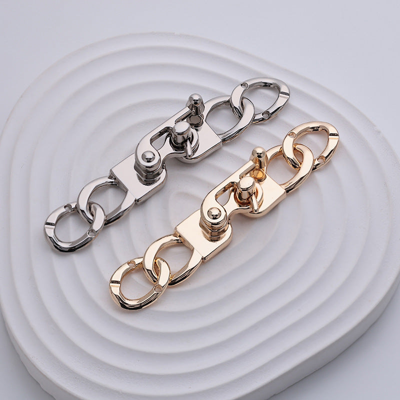Chain-shaped rotating metal lock buckle hook set, gold and silver finish (2 pcs)