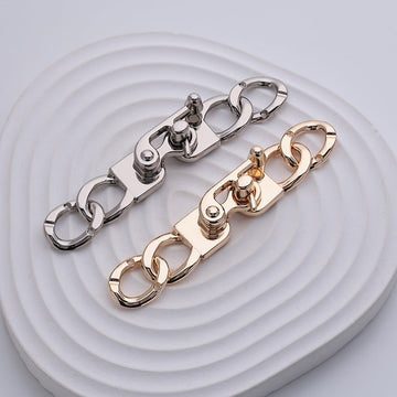 Chain-shaped rotating metal lock buckle hook set, gold and silver finish (2 pcs)
