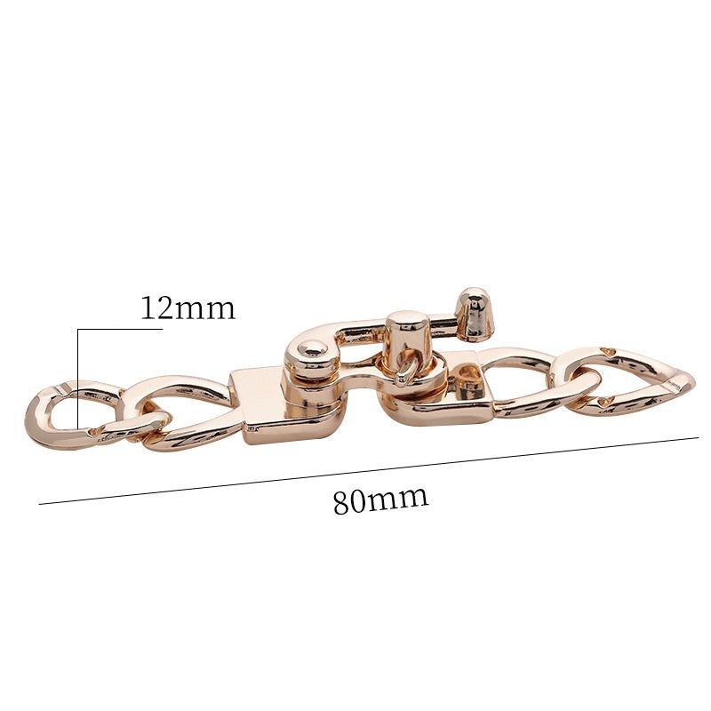 Gold rotating chain lock buckle hook, 80mm length, 12mm width