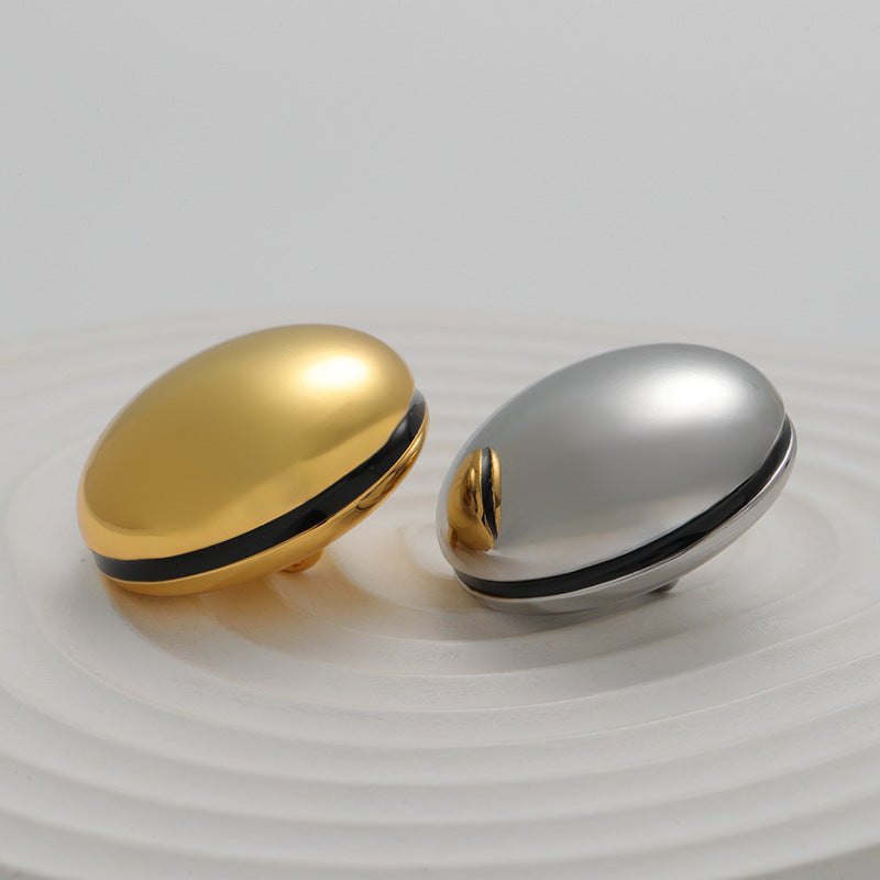 Gold & silver spherical metal buttons with black ring, hollow painted metal finish