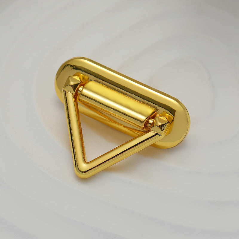 Gold 25mm triangular snap button with metal loop and triangular frame