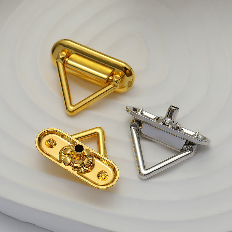 Gold and silver triangular snap buttons with backs and front triangular frames
