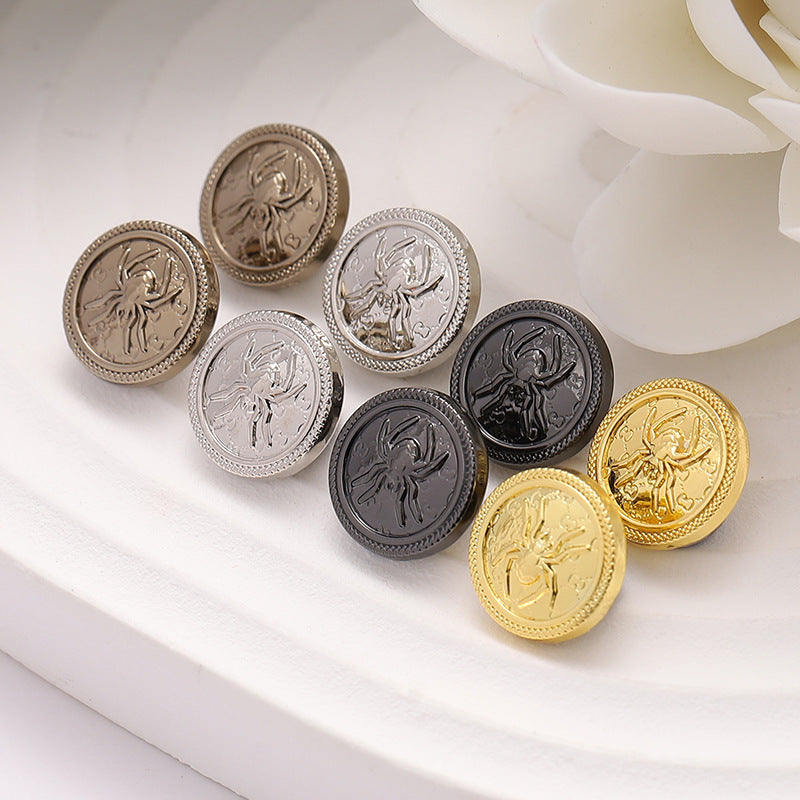 11mm spider web pattern button set, gold, silver, black, round high-foot design (24 pack)