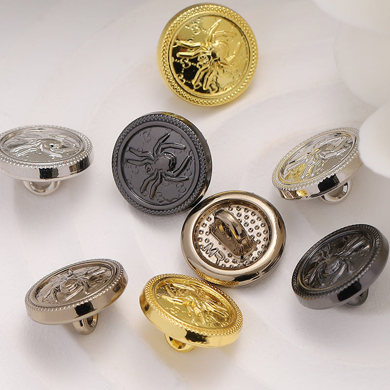 Round 11mm spider web pattern buttons with high-foot posts, mixed silver, black, gold