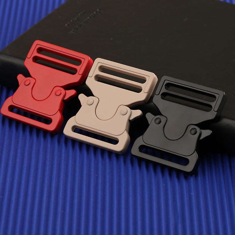 Backpack buckle set (3): red, beige, dark gray adjustable metal clasps