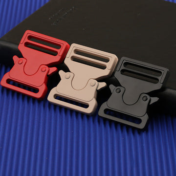 Backpack buckle set (3): red, beige, dark gray adjustable metal clasps