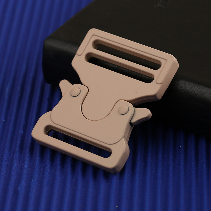 Beige adjustable backpack metal buckles with sliding bars and snap-side clips