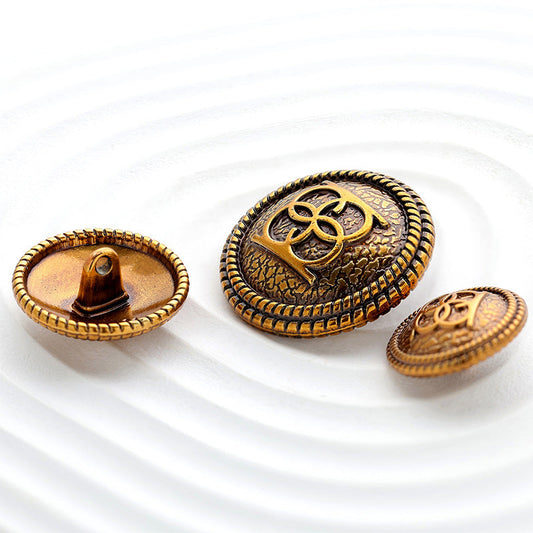 Double Circle Vintage Gold Metal Button for Woolen Coats 10pcs