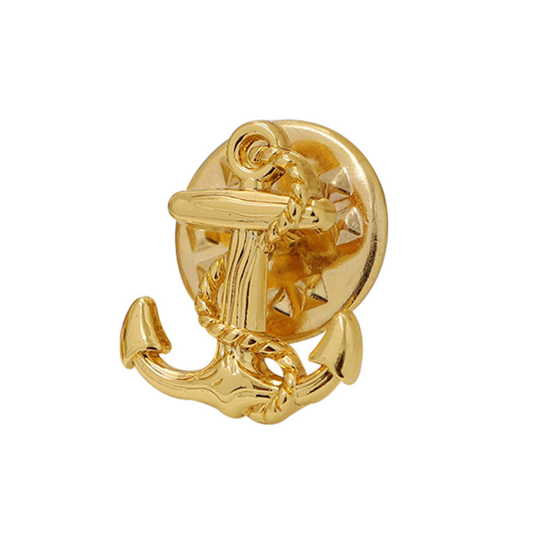 13x15mm Zinc Alloy Anchor Brooch for Men 10pcs Gold