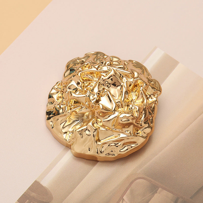 Wrinkled Stone Shaped Metal Hand-Sewn Shank Button 10pcs Gold