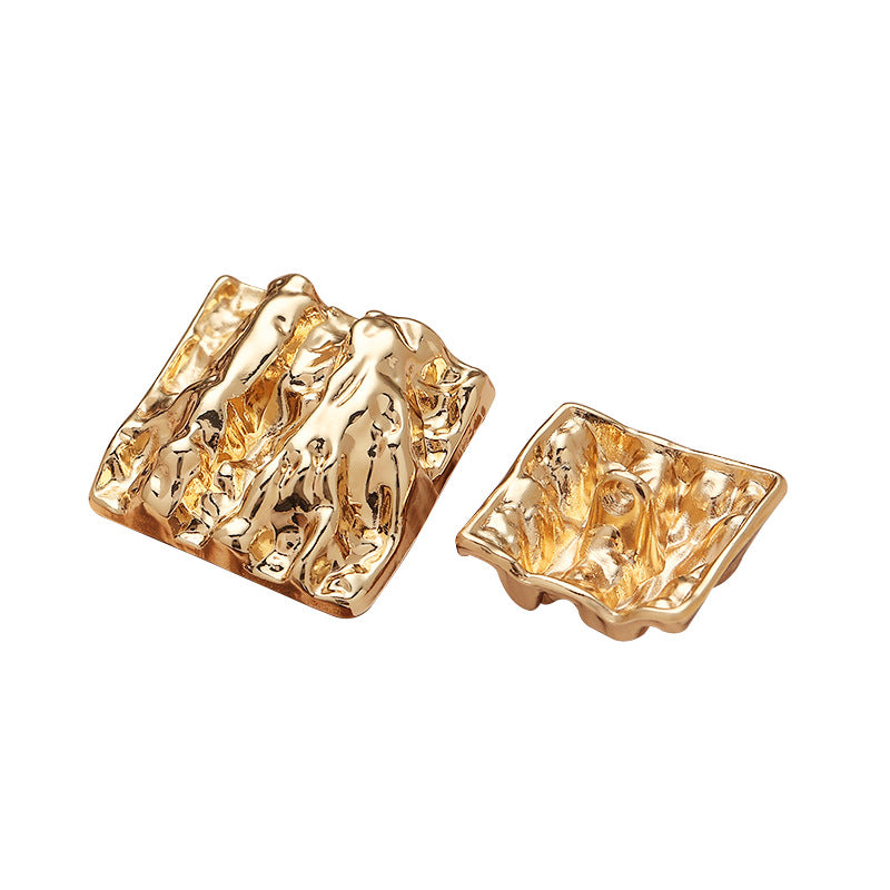 Vintage Pitted and Wrinkled Square Metal Shank Button 10PCS