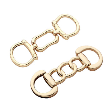 Gold tone metal decorative belt buckle chain links, 2-pack with oval loops