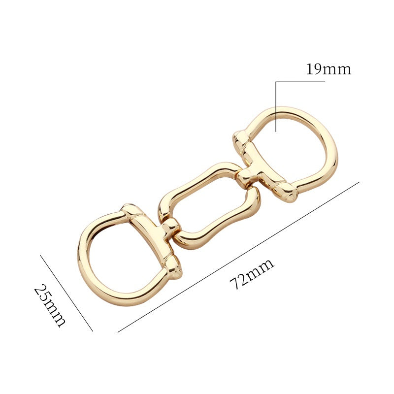 Gold metal belt buckle chain links: 72mm x 25mm x 19mm (approx.)