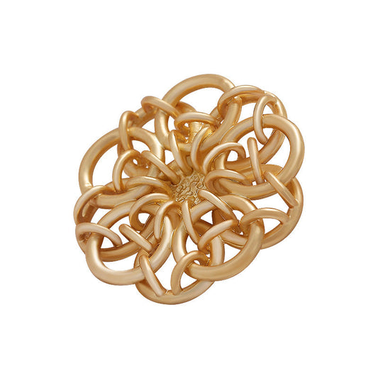Retro Gold Linked Rings Flower Shape Hand-Sewn Metal Button 5pcs Light Gold
