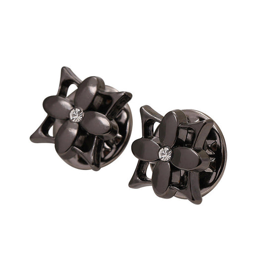 12mm Electroplated Gold Silver Black Metal Flower Brooch 10pcs Black