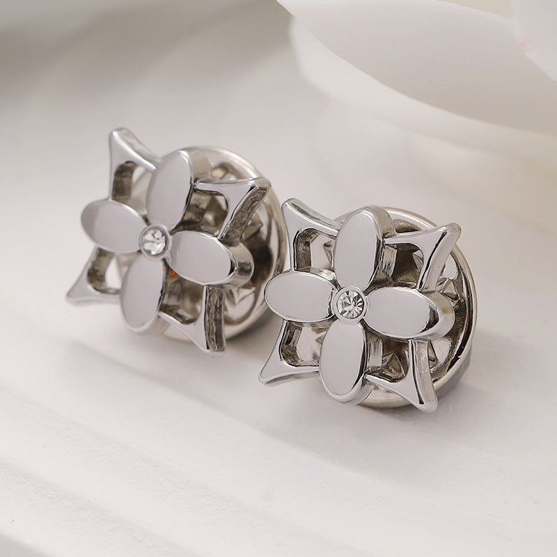 12mm Electroplated Gold Silver Black Metal Flower Brooch 10pcs Silver