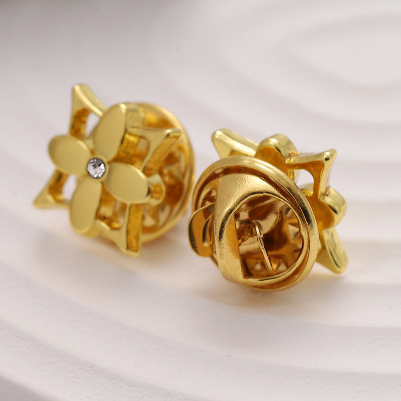 12mm Electroplated Gold Silver Black Metal Flower Brooch 10pcs Gold