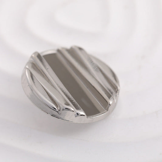 20mm Silver Horizontal Stripes Metal Shank Button 12pcs