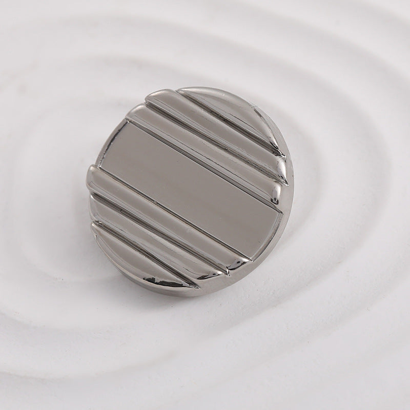 20mm silver metal shank button face with three horizontal ridges