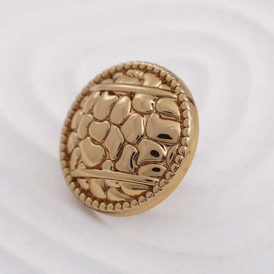 Antique Gold Round Metal Button with Pebble Pattern and Handle 100pcs
