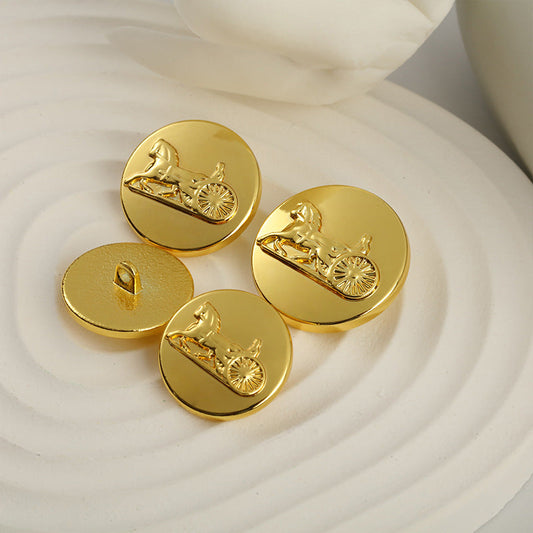 Solid Carriage Wheel Sewing Gold Metal Shank Button 10pcs