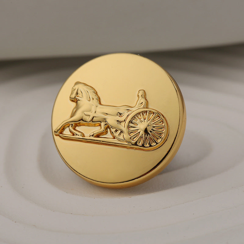 Solid Carriage Wheel Sewing Gold Metal Shank Button 10pcs