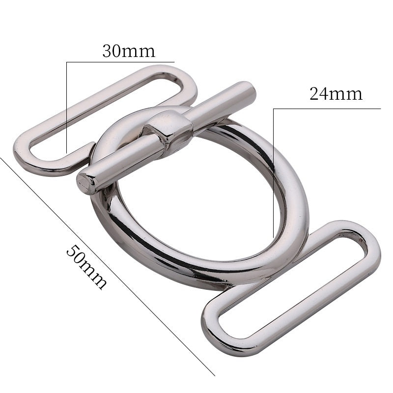 Metal lock buckle, silver tone, approx. 50×30×24 mm