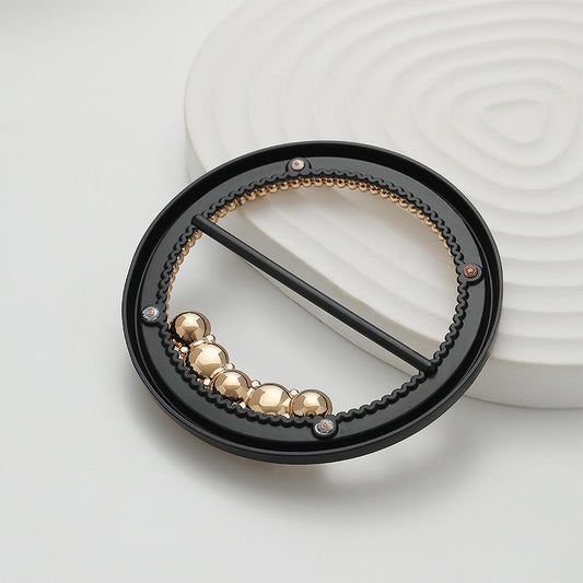 Round Diamond Pearl Black Gold Metal Buckle T-Shirt Knot 2pcs