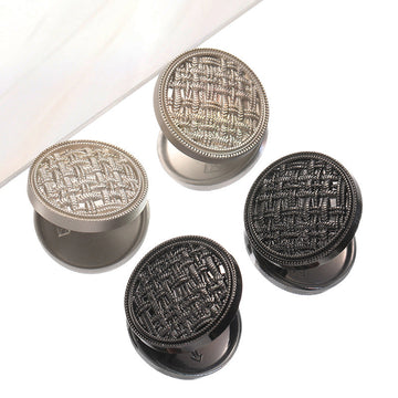 Round zinc alloy button set, linen rope check pattern, matte silver and matte black