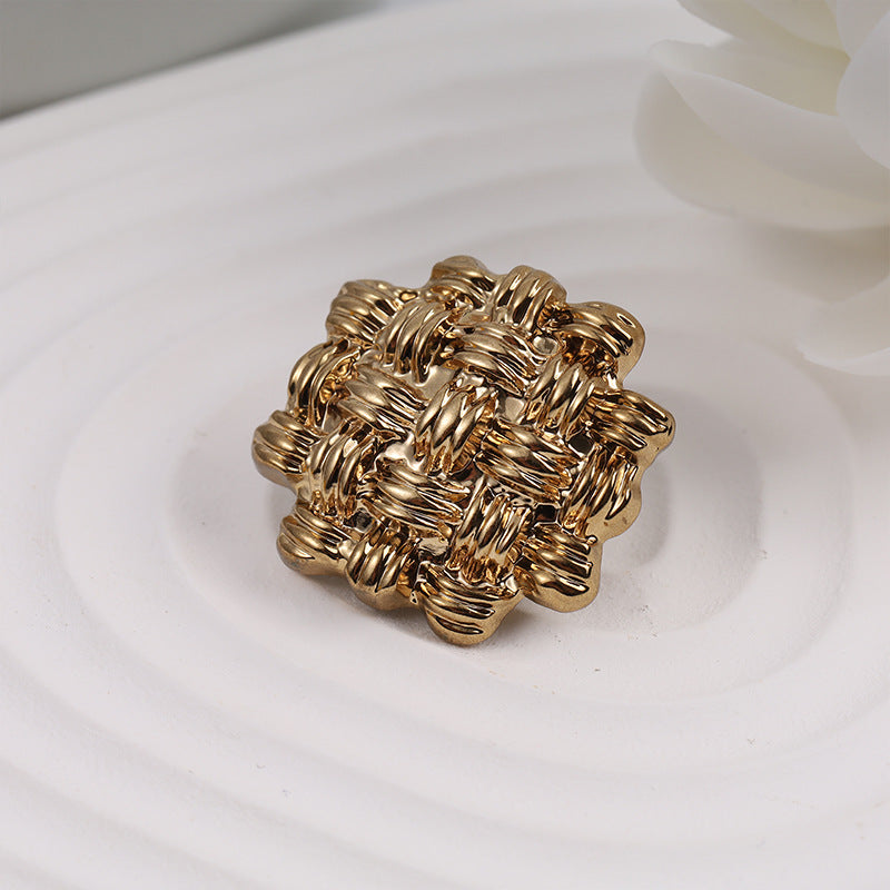 24mm retro gold metal sewing button, ornate ridged flower design, 10 pcs
